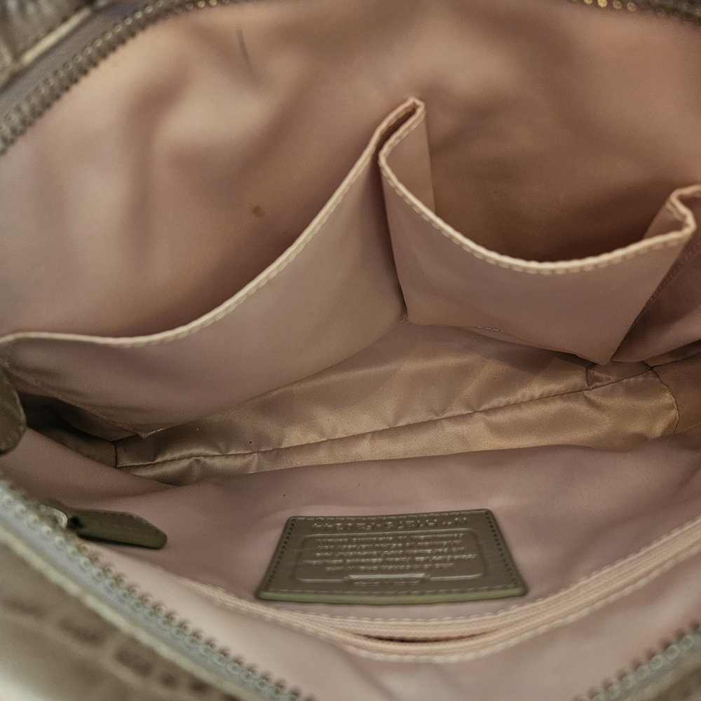 Coach Croc Pattern Metallic Silver Bag - Picture 11 of 13